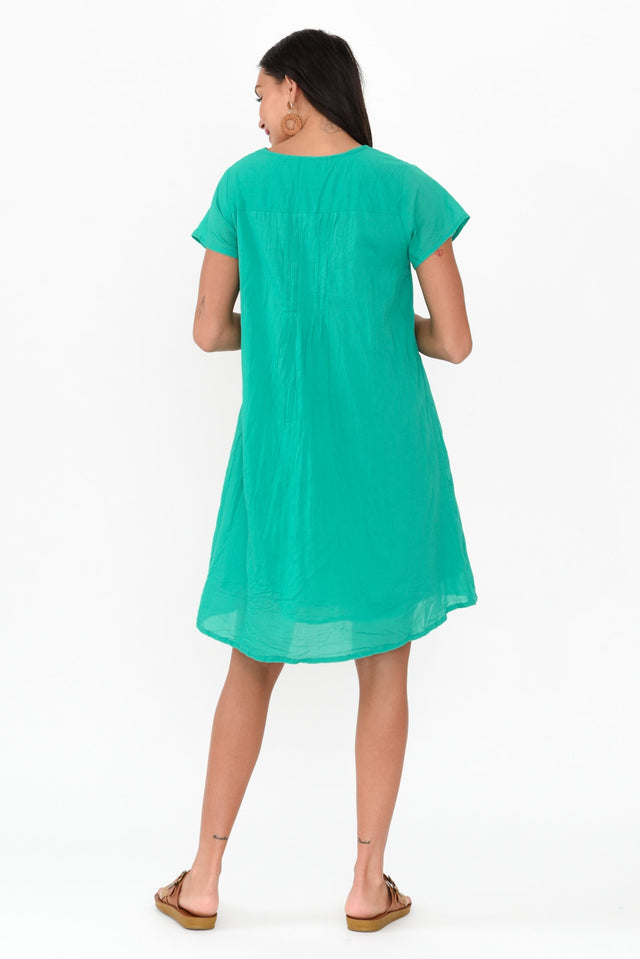 Bobbie Green Crinkle Cotton Dress