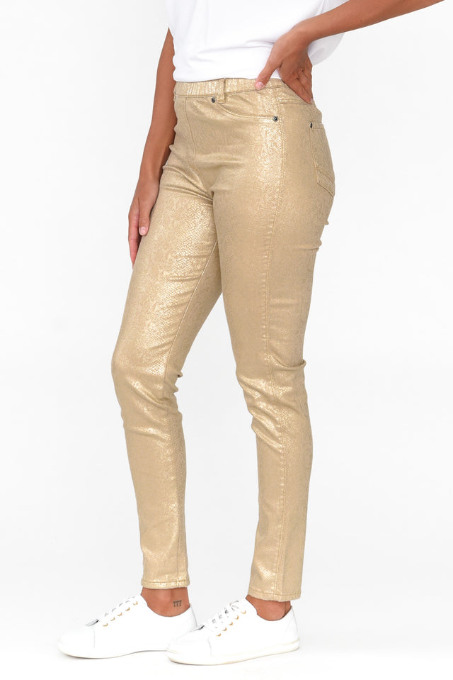 Bonita Gold Animal Foil Stretch Pants