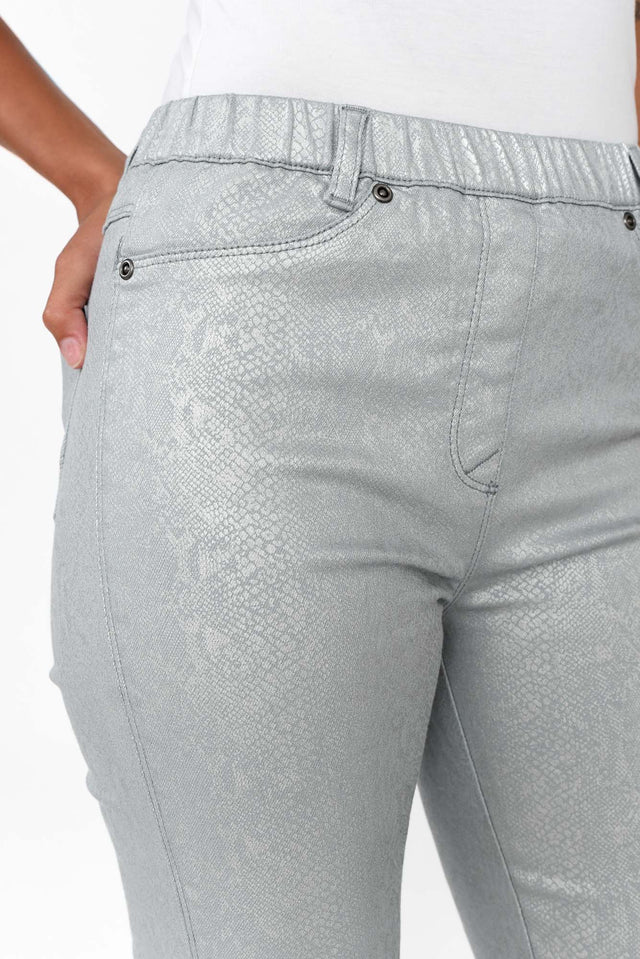 Bonita Silver Animal Foil Stretch Pants image 6