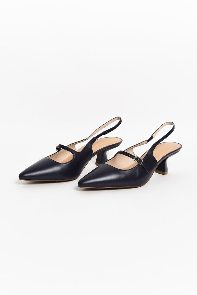 Borocay Navy Leather Slingback Heel