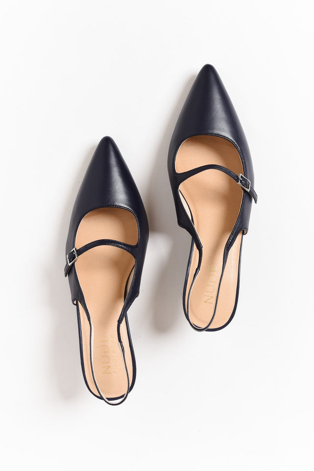 Borocay Navy Leather Slingback Heel