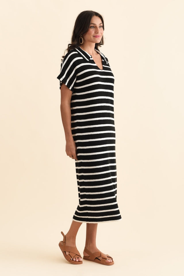 Bradford Black Stripe Knit Polo Dress,Brunette model,alt text|model:Brontie image 5