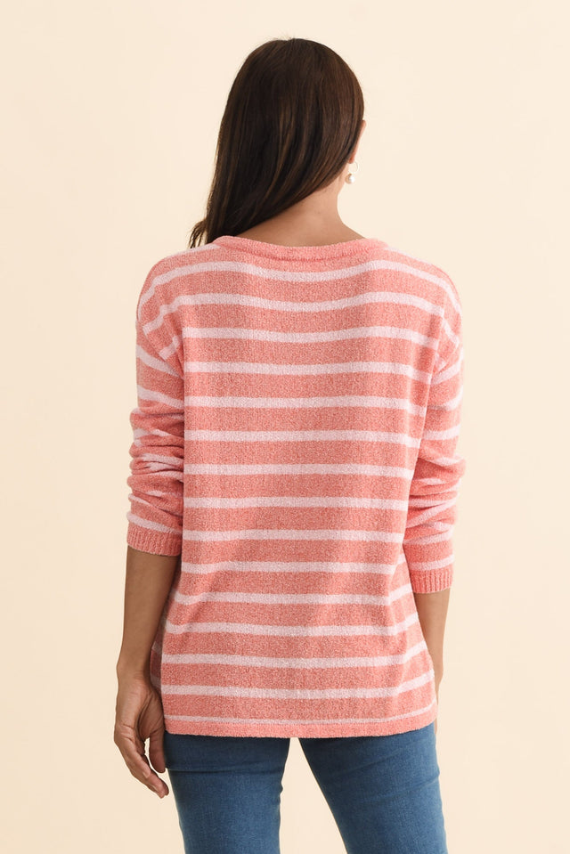 Bradford Coral Stripe Knit Top,Brunette model,alt text|model:Cara image 5