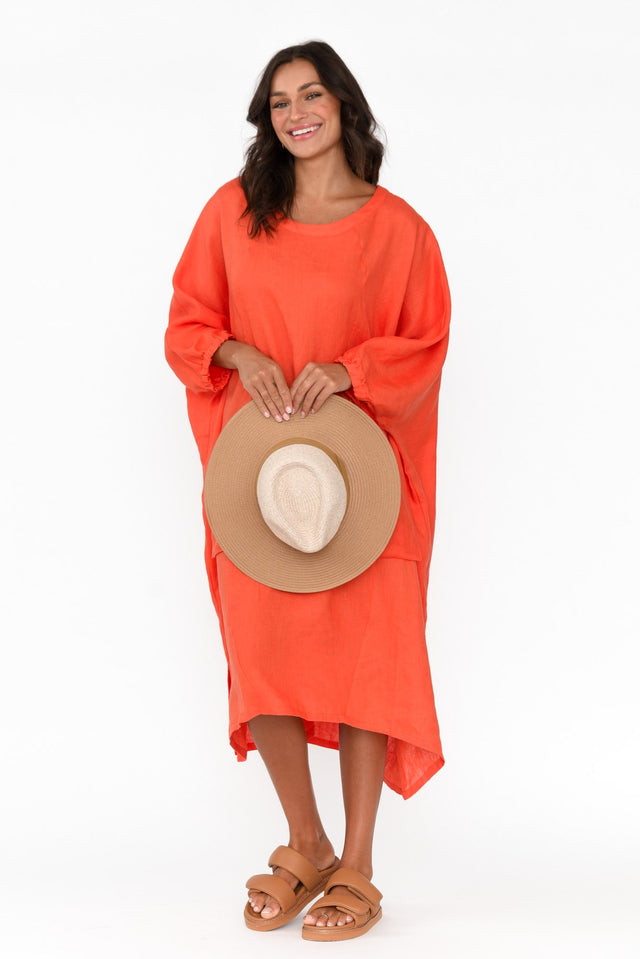 Bradshaw Orange Linen Pocket Dress thumbnail 2