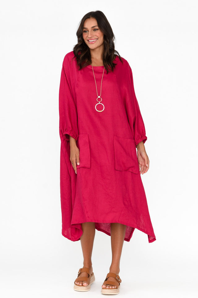 Bradshaw Red Linen Pocket Dress