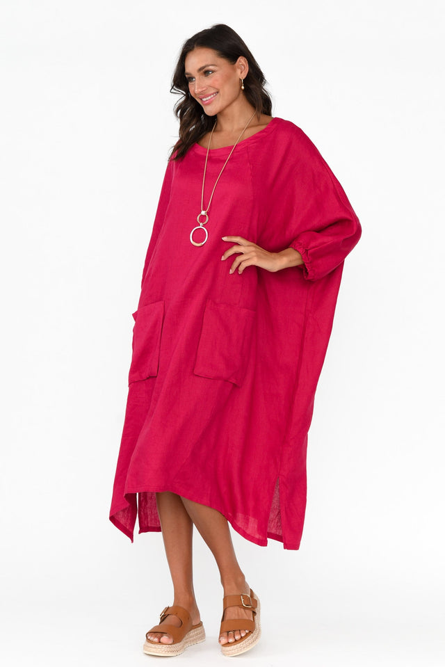 Bradshaw Red Linen Pocket Dress