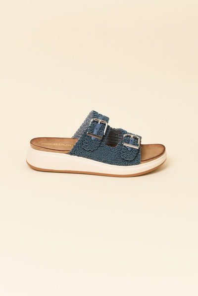 Brizzie Blue Buckle Platform Slide