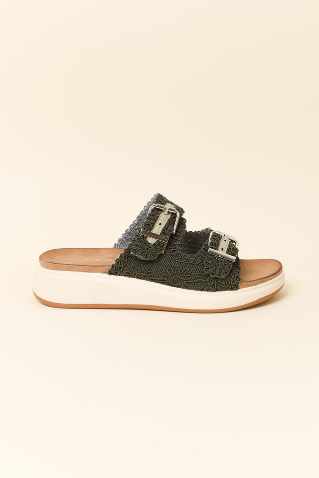 Brizzie Khaki Buckle Platform Slide
