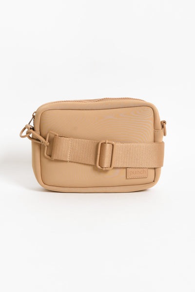 Brodie Beige Neoprene Mini Crossbody Bag