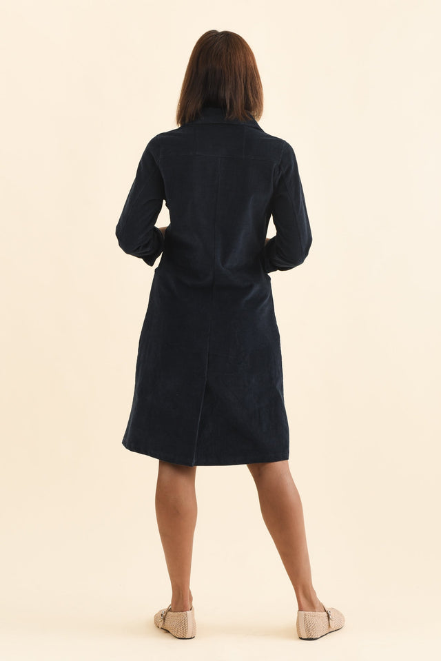 Bronwyn Navy Corduroy Button Dress,Brunette model,alt text|model:Cara image 5