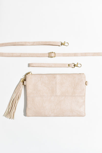 Brynn Oatmeal Tassel Crossbody Bag