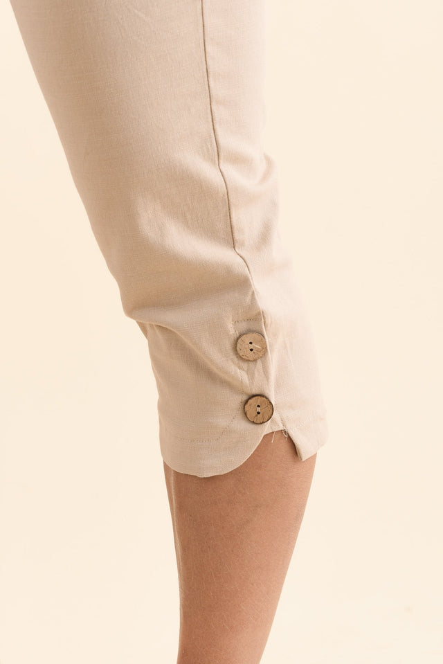 Bulimba Stone Cotton Capri Pants,Detail,Brunette model,alt text|model:Cara image 5