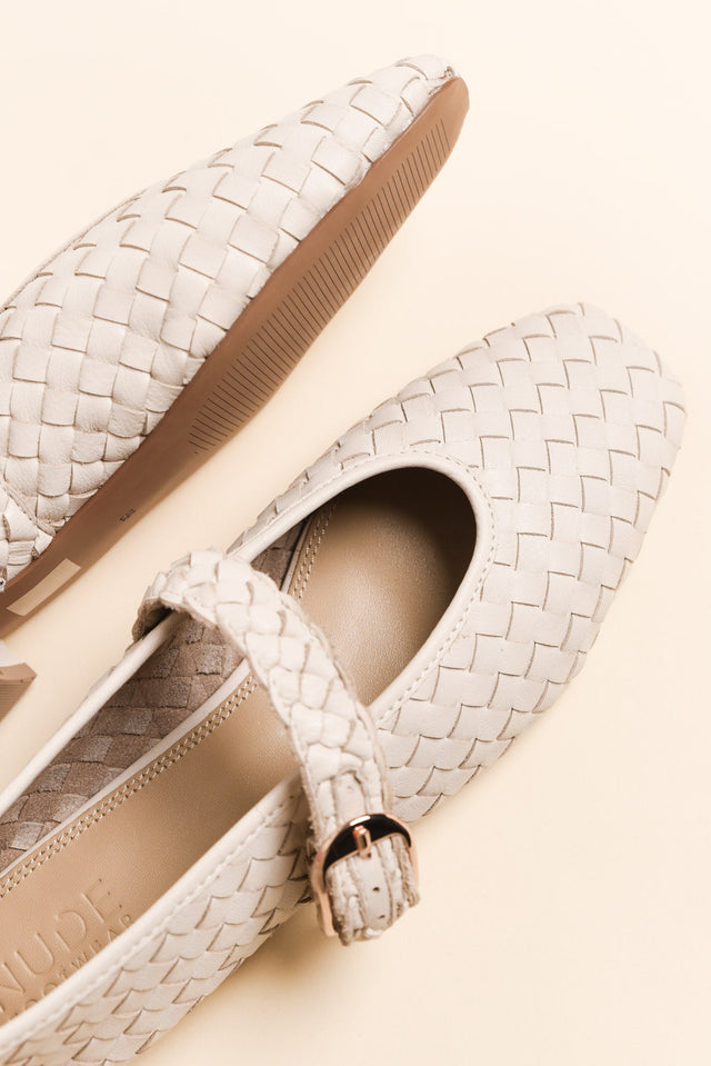Bulla Cream Leather Woven Ballet Flat image 3