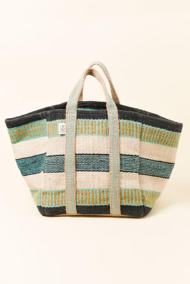 Burano Green Contrast Jute Tote Bag