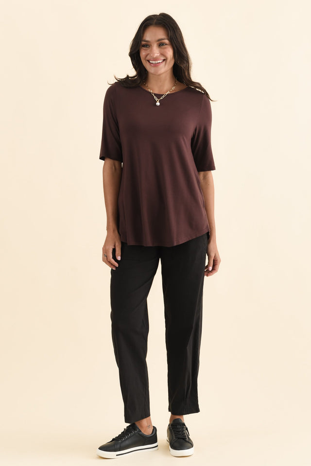 Buttery Wine Half Sleeve Top,Brunette model,alt text|model:Brontie image 7