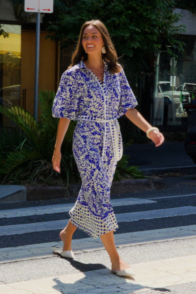 Eri Blue Fern Tie Dress,dressed-ready image 9