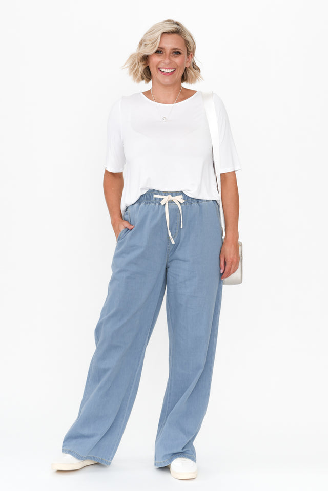 Caden Blue Chambray Cotton Tie Pants banner image