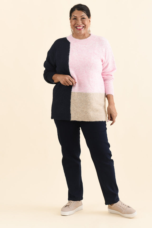 Cadence Pink Splice Knit Jumper,Brunette model,alt text|model:Pilita image 10