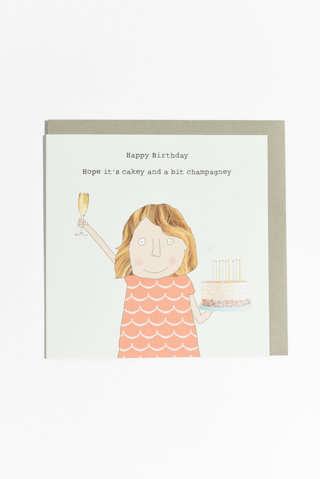 Cake And Champagne Birthday Card