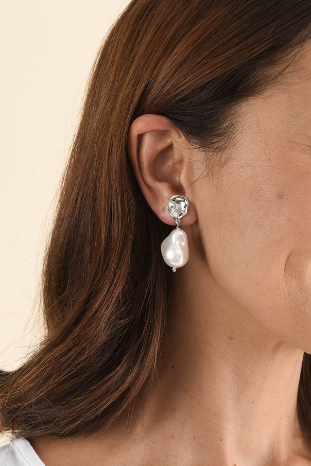 Calais Silver Pearl Clip On Earrings