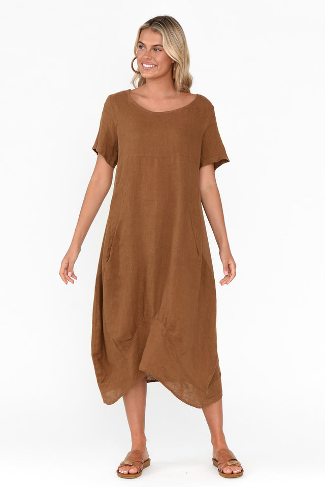 Calianna Mocha Linen Pocket Dress image 4