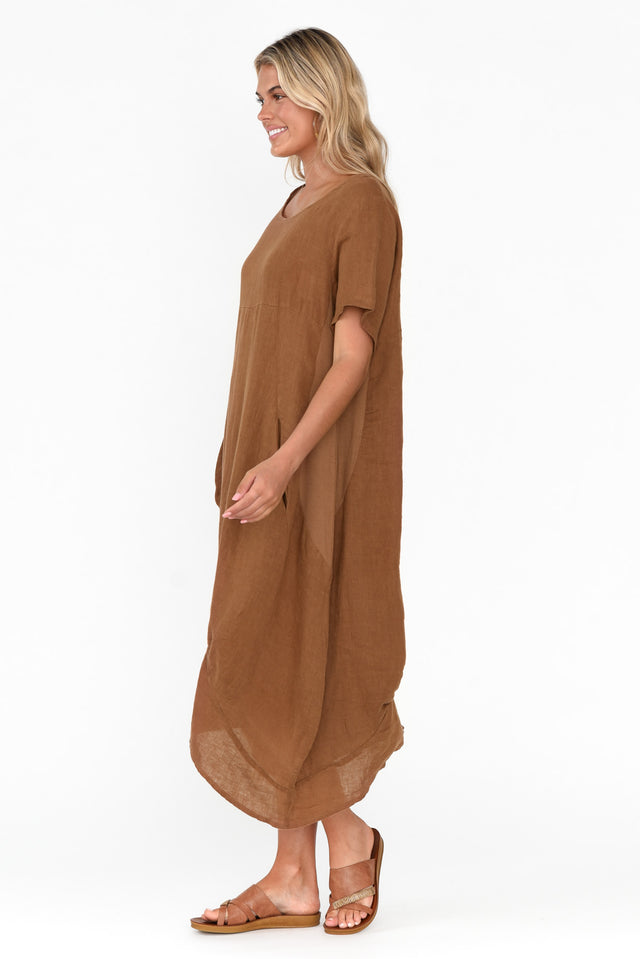 Calianna Mocha Linen Pocket Dress image 5