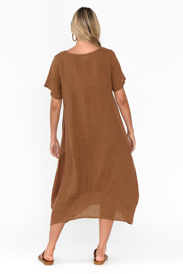 Calianna Mocha Linen Pocket Dress image 6