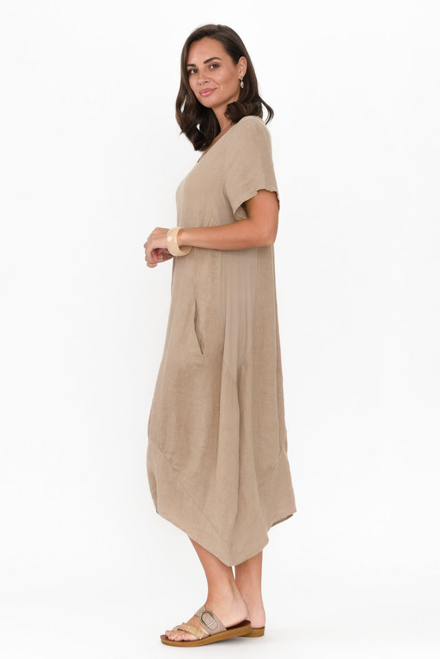 Calianna Taupe Linen Pocket Dress image 4