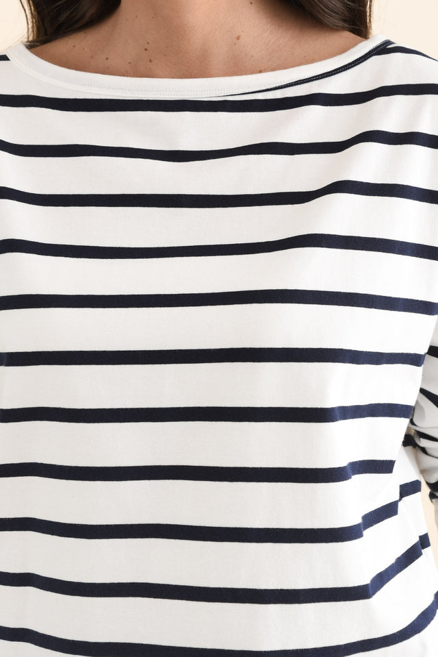 Calvin White Stripe Cotton Long Sleeve Tee image 5