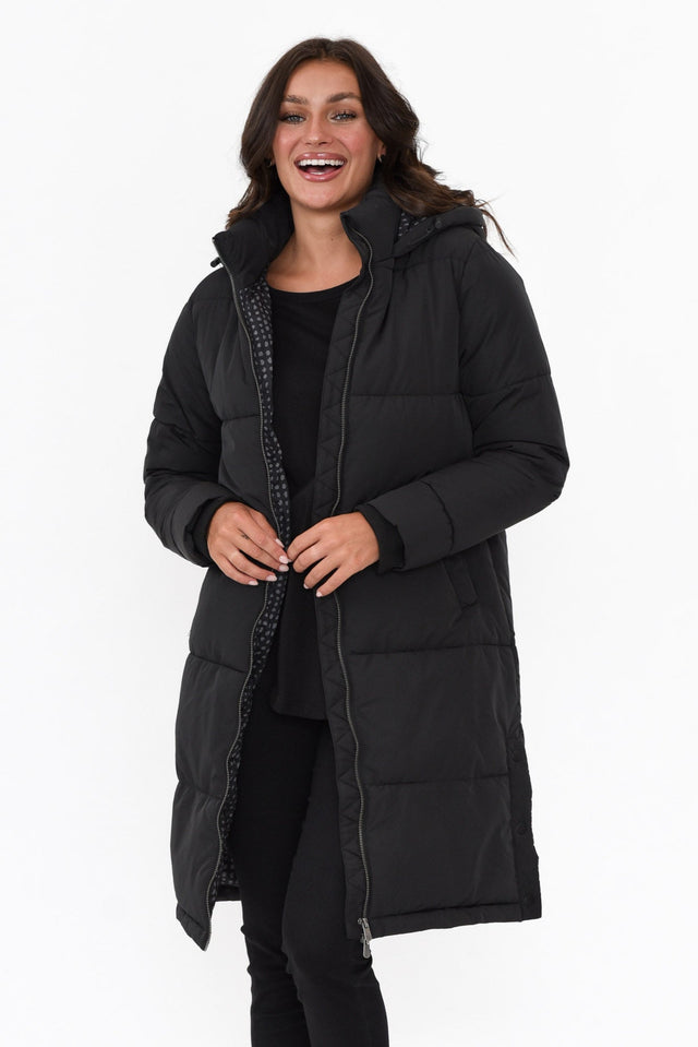 Camelia Black Puffer Jacket    alt text|model:Brontie image 1