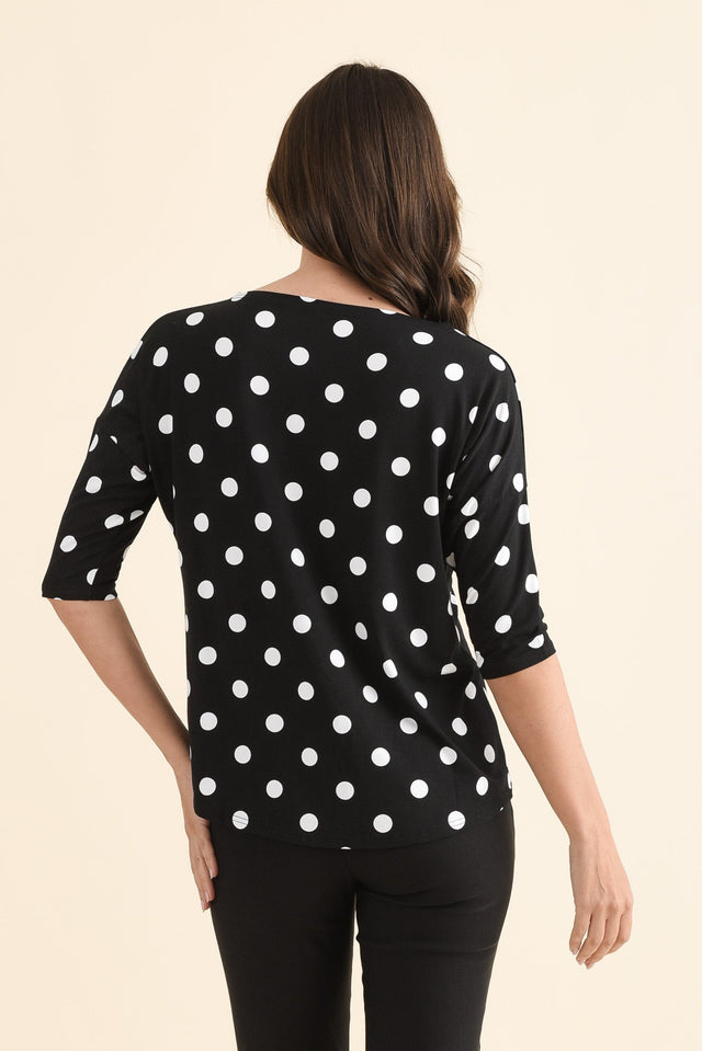 Camila Black Spot Bamboo Top,Back,Brunette model,alt text|model:MJ image 5