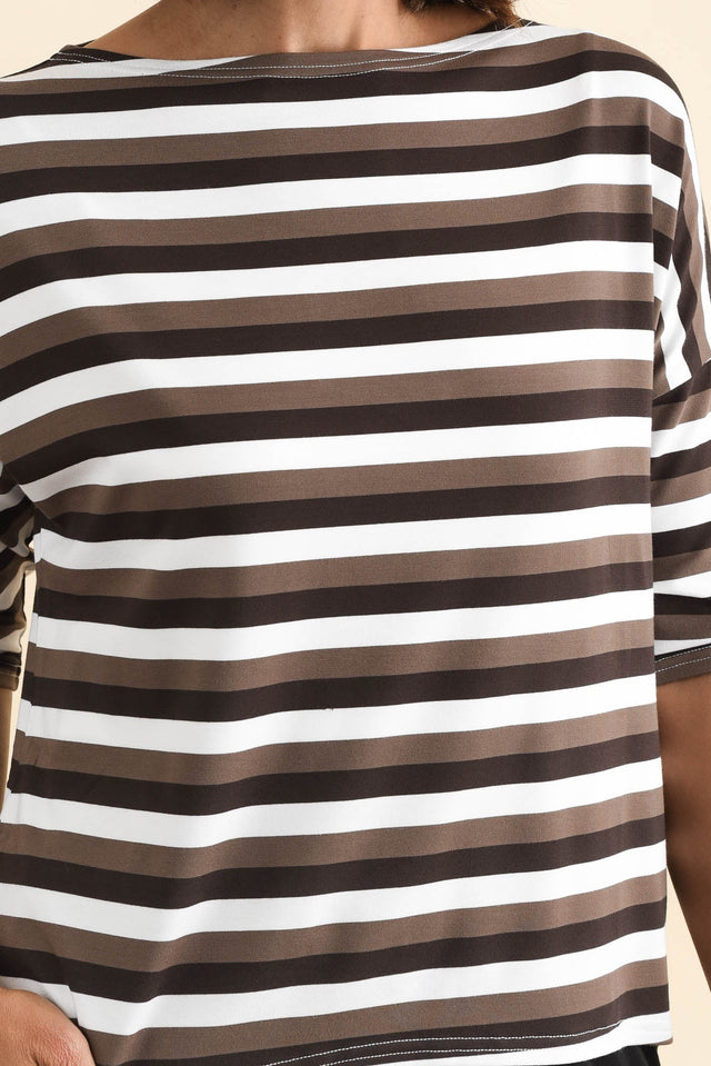 Camila Brown Stripe Bamboo Top,Brunette model,alt text|model:Cara image 7