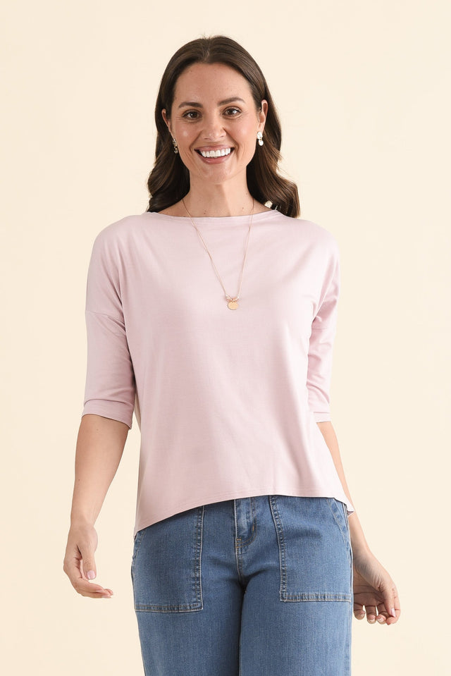 Camila Lavender Bamboo Top,Front,Brunette model,alt text|model:Cara