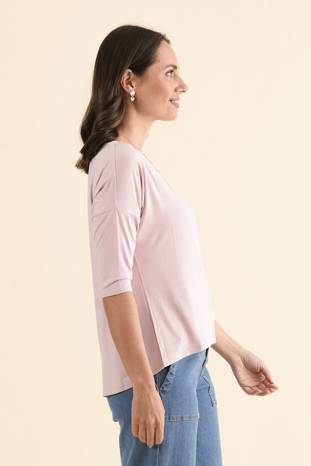 Camila Lavender Bamboo Top,Side,Brunette model,alt text|model:Cara image 5