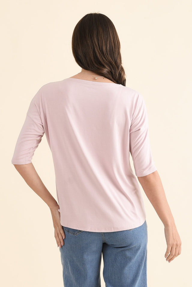 Camila Lavender Bamboo Top,Back,Brunette model,alt text|model:Cara image 6