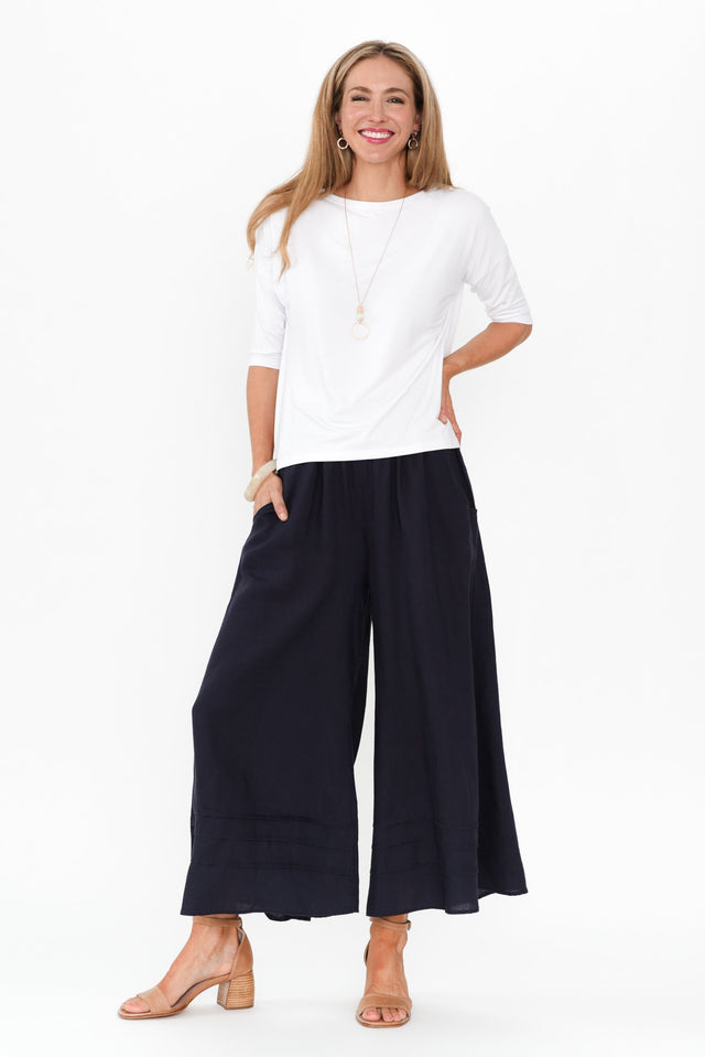 Kaleo Navy Linen Blend Pants