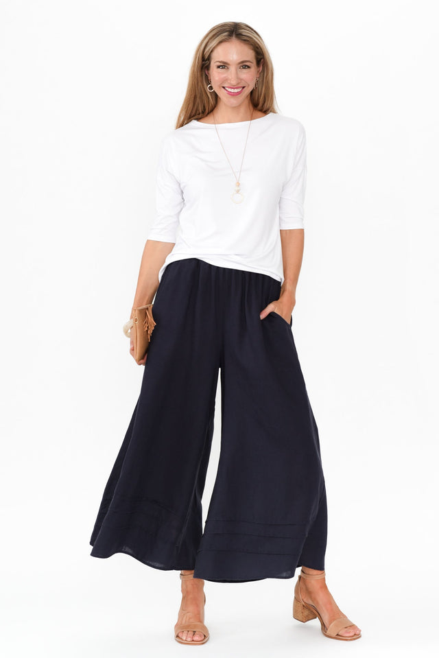 Kaleo Navy Linen Blend Pants