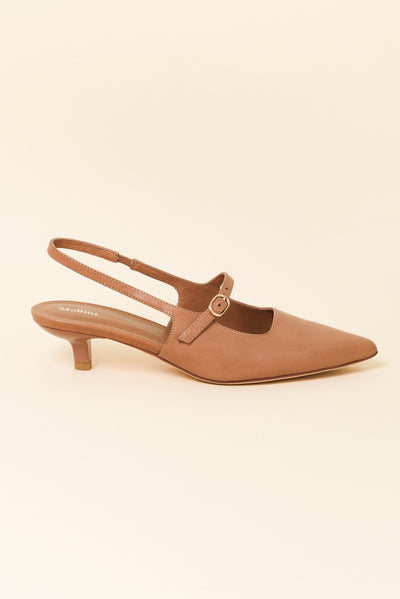 Candor Brandy Leather Slingback Heel