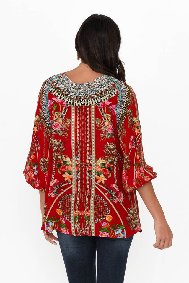 Capri Red Silk Gypsy Top