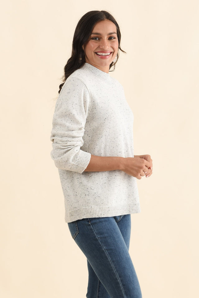Carlin Grey Marle Knit Jumper,Brunette model,alt text|model:Brontie image 4