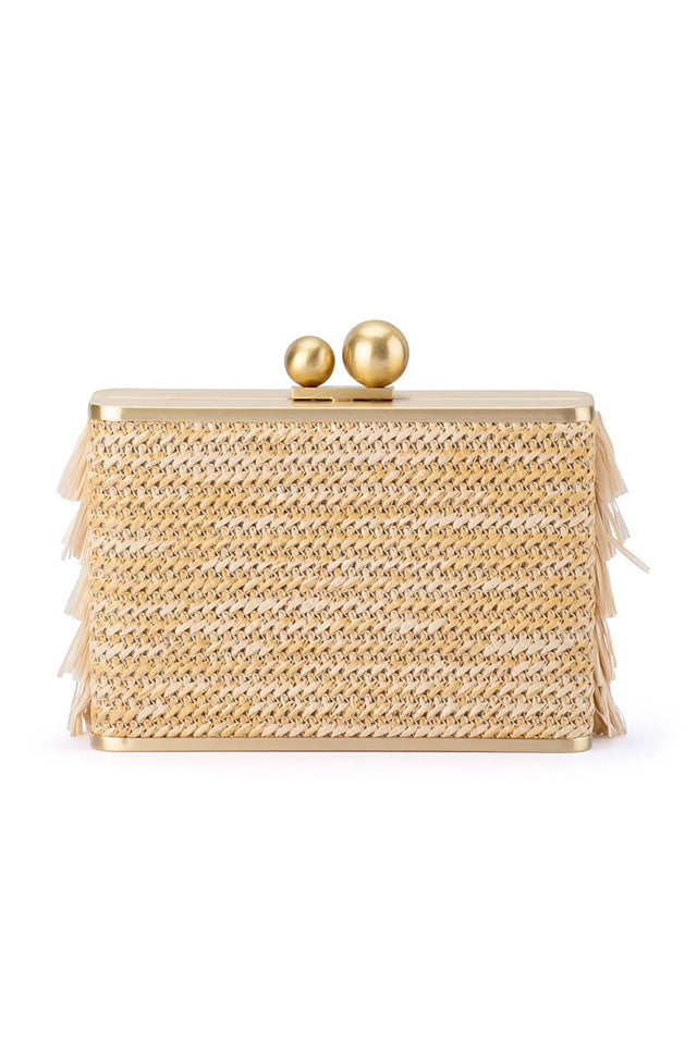 Carlita Nude Fringe Clutch