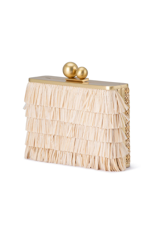 Carlita Nude Fringe Clutch