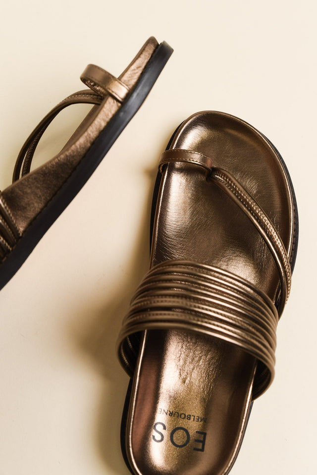 Carmelle Bronze Leather Strappy Slide image 3
