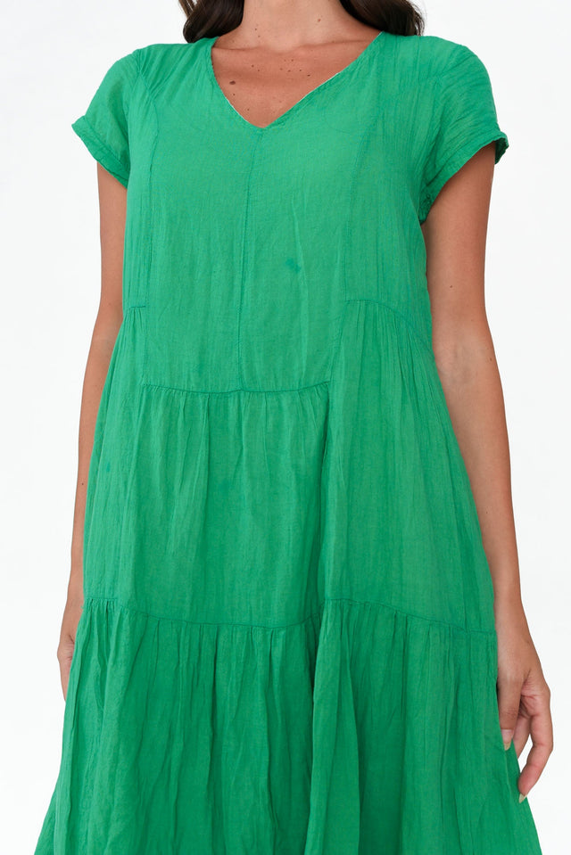 Carmen Green Crinkle Cotton Dress image 6