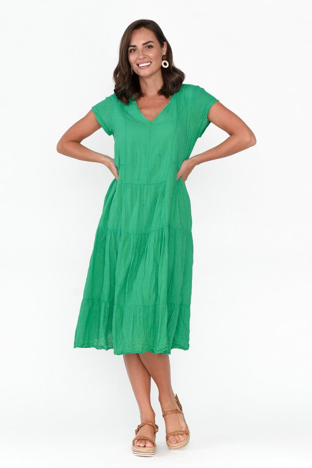 Carmen Green Crinkle Cotton Dress