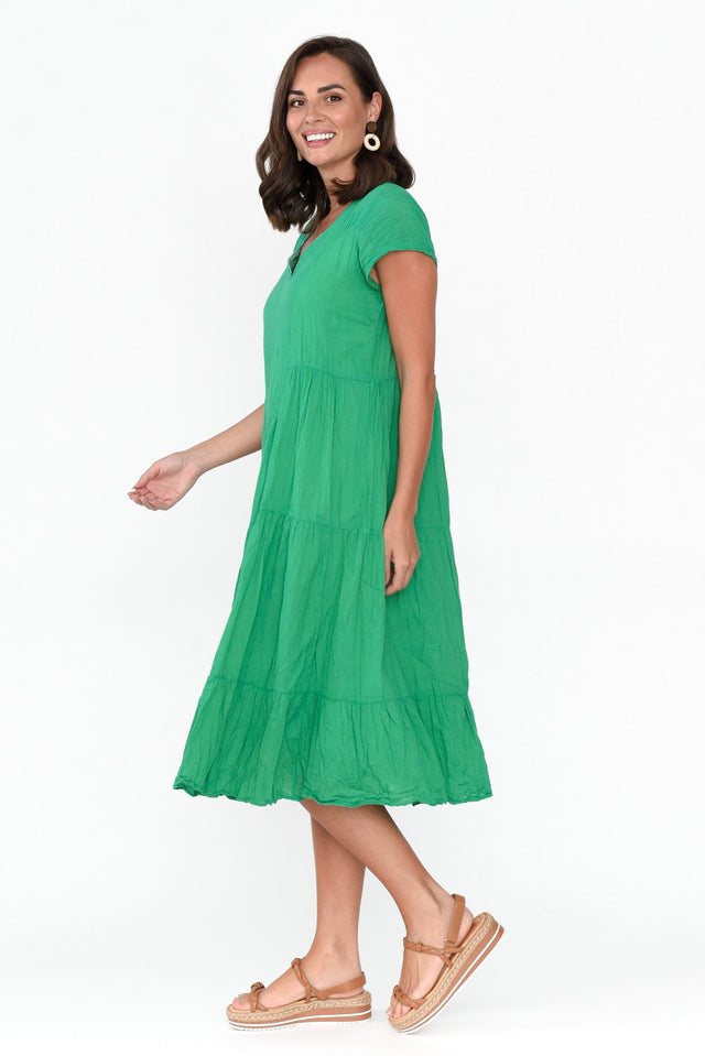Carmen Green Crinkle Cotton Dress