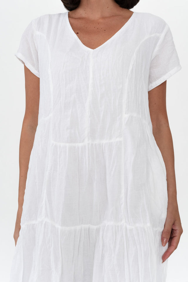 Carmen White Crinkle Cotton Dress