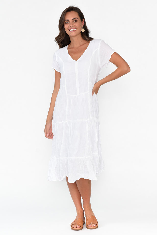 Carmen White Crinkle Cotton Dress