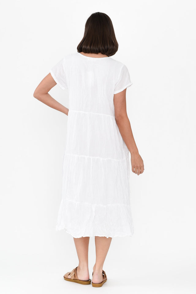 Carmen White Crinkle Cotton Dress