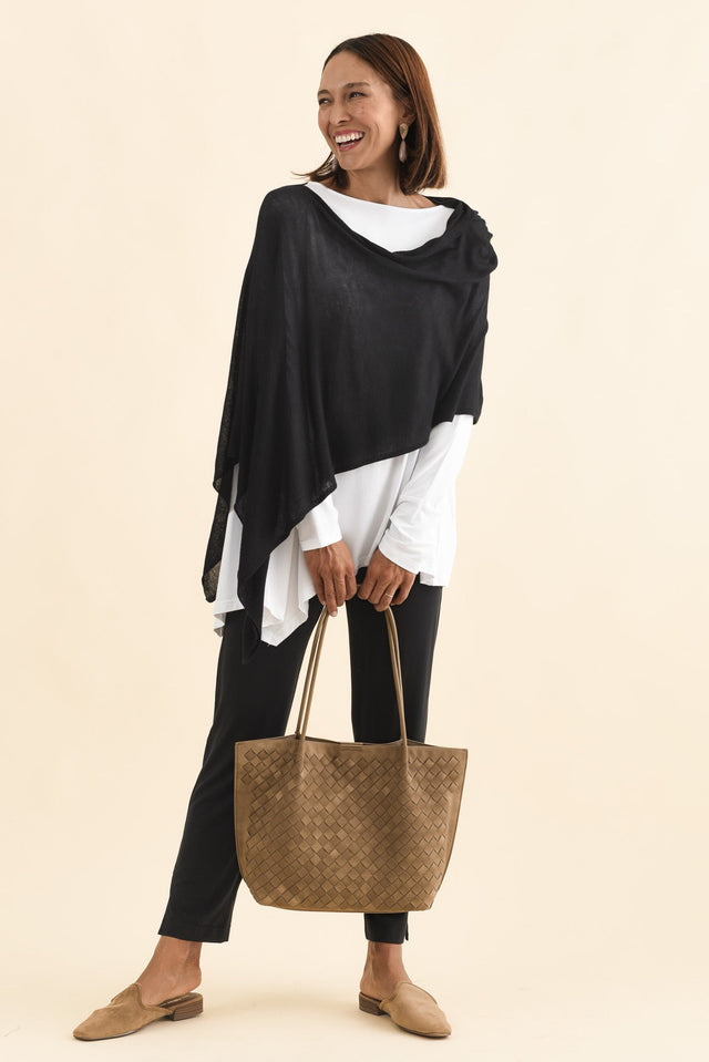 Carrie Black Cashmere Bamboo Poncho